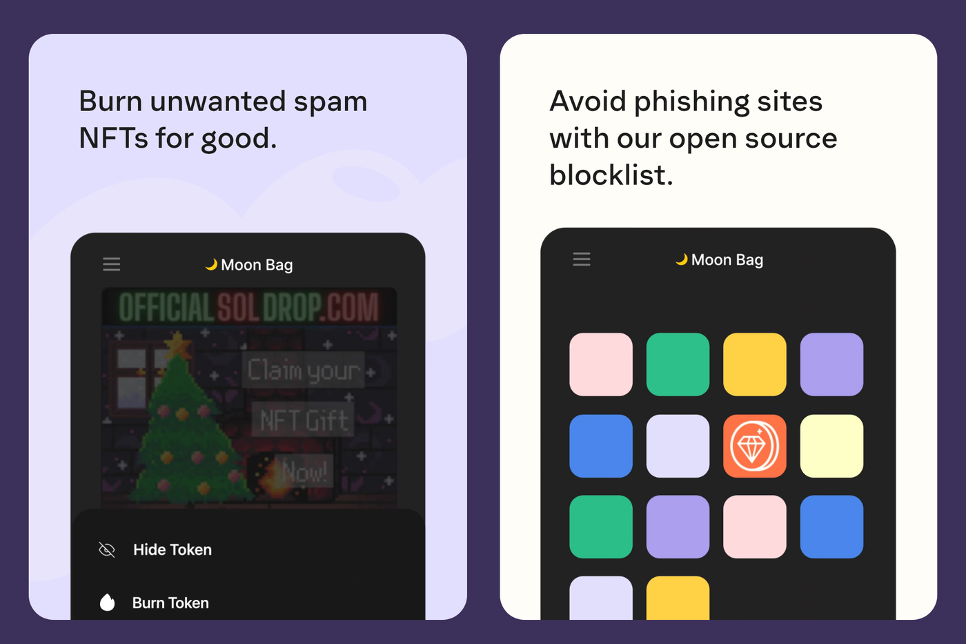 Phantom security page cards: Burn unwanted spam NFTs for good, and Avoid phishing sites with our open source blocklist